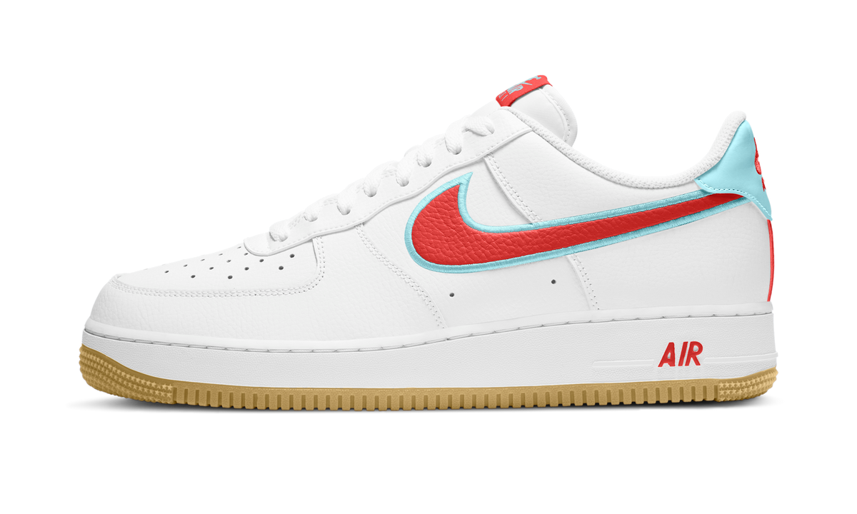 Overkicks - Nike Air Force 1 Low White Chile Red Glacier Ice (DA4660-101) - vista lateral