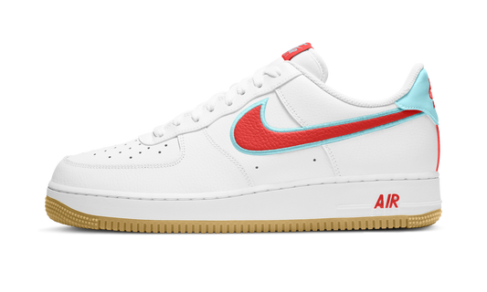Overkicks - Nike Air Force 1 Low White Chile Red Glacier Ice (DA4660-101) - vista lateral