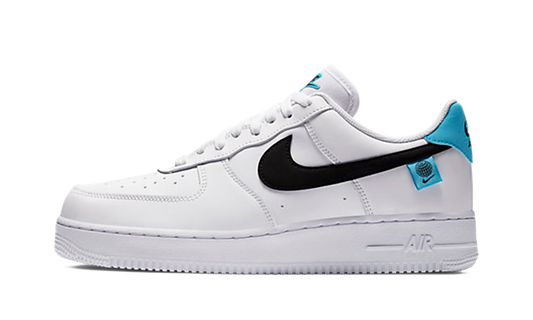 Overkicks - Nike Air Force 1 Low Worldwide White Blue Fury Black (CK7648-100) - vista lateral