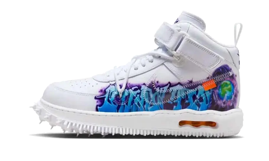 Overkicks - Nike Air Force 1 Mid Off-White Graffiti White (DR0500-100) - vista lateral