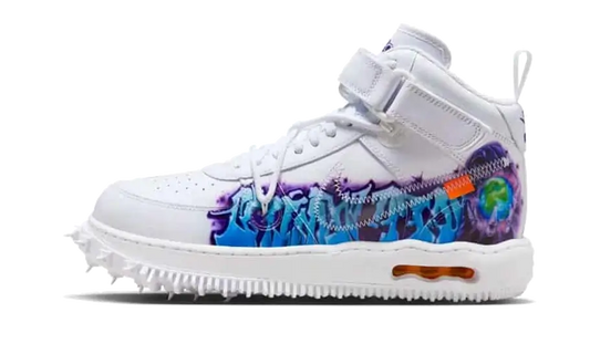 Overkicks - Nike Air Force 1 Mid Off-White Graffiti White (DR0500-100) - vista lateral