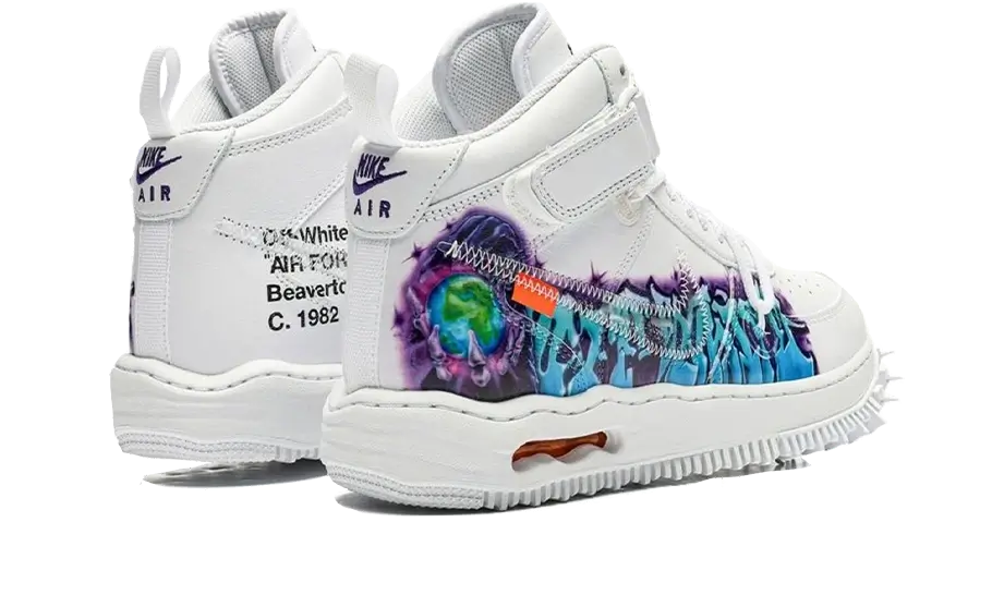 Overkicks - Nike Air Force 1 Mid Off-White Graffiti White (DR0500-100) - par completo