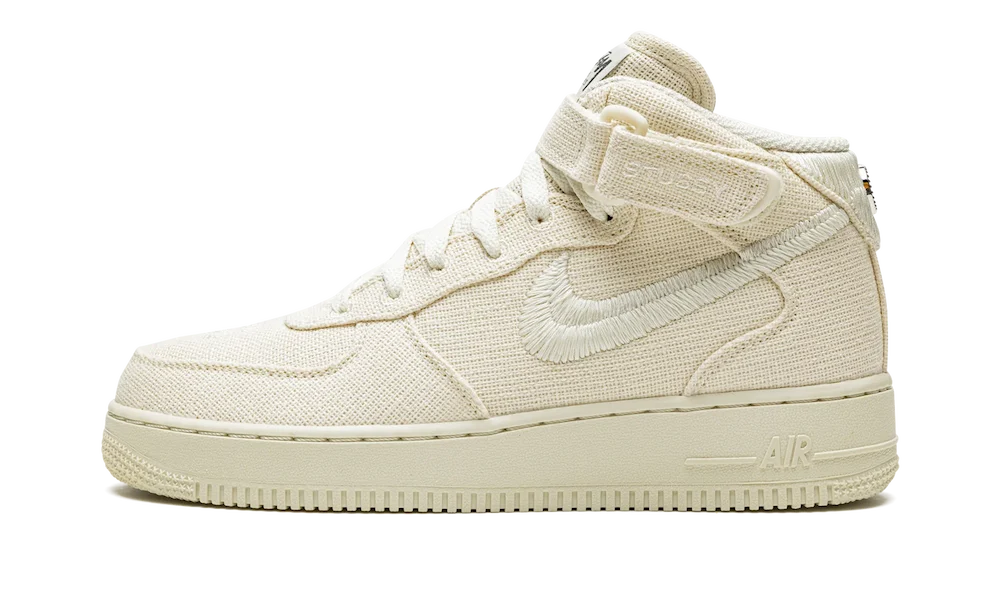 Overkicks - Nike Air Force 1 Mid Stussy Fossil (DJ7841-200) - vista lateral