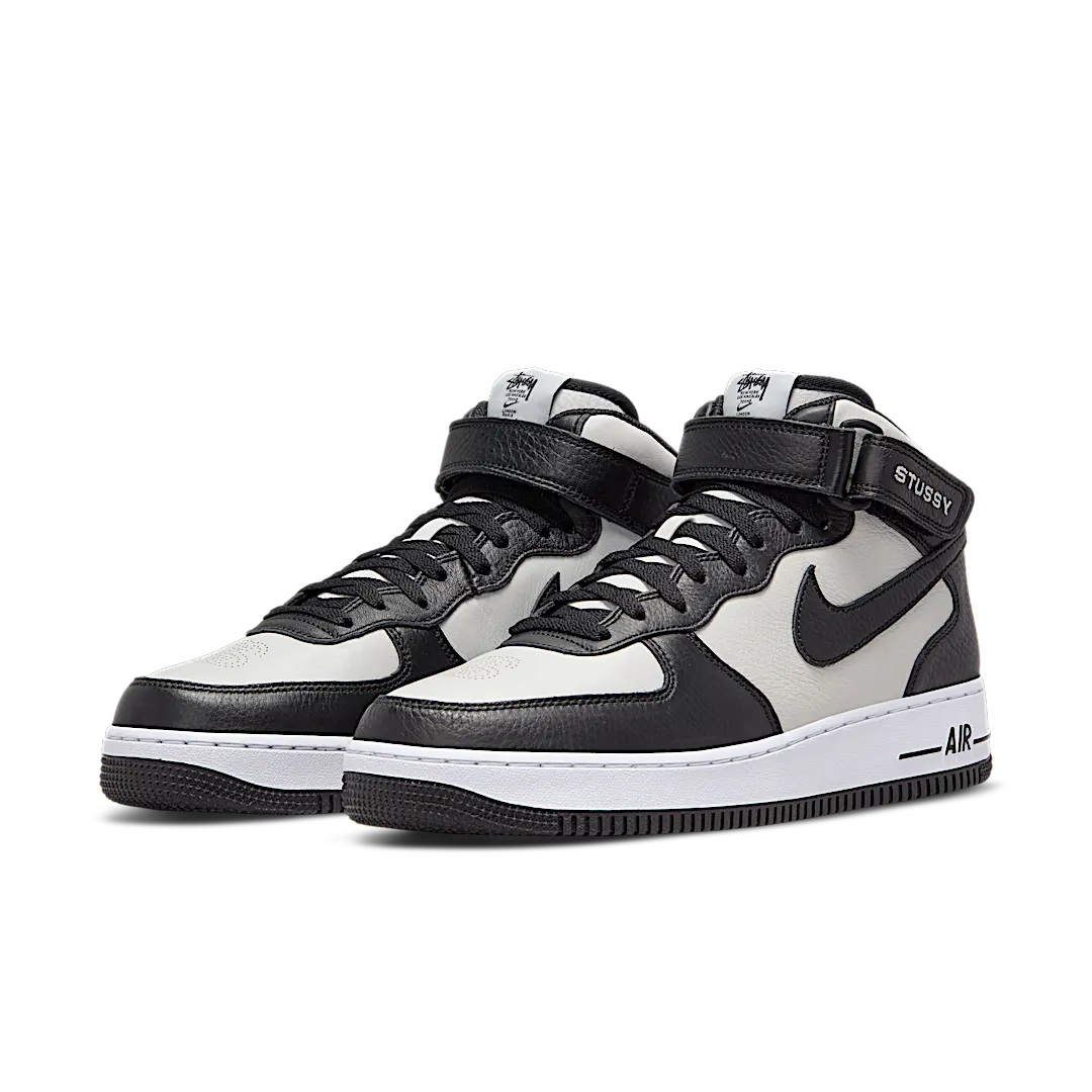 Overkicks - Nike Air Force 1 Mid Stussy Light Bone Black (DJ7840-002) - vista trasera