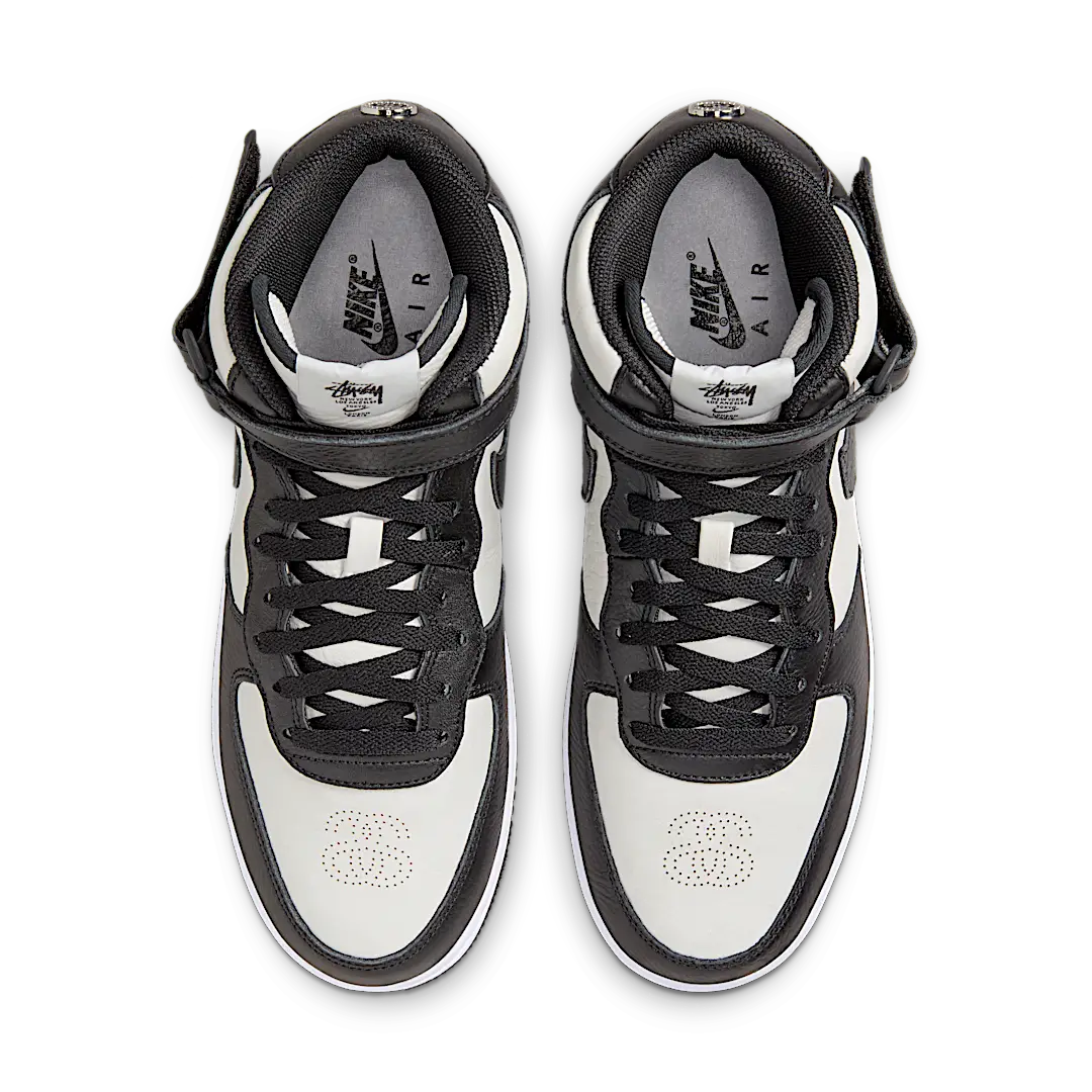 Overkicks - Nike Air Force 1 Mid Stussy Light Bone Black (DJ7840-002) - par completo