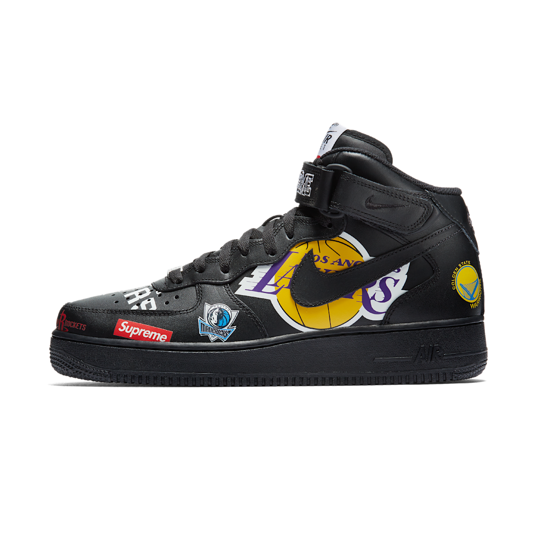 Overkicks - Nike Air Force 1 Mid Supreme NBA Black (AQ8017-001) - vista lateral