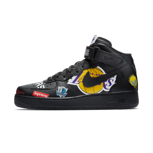 Overkicks - Nike Air Force 1 Mid Supreme NBA Black (AQ8017-001) - vista lateral