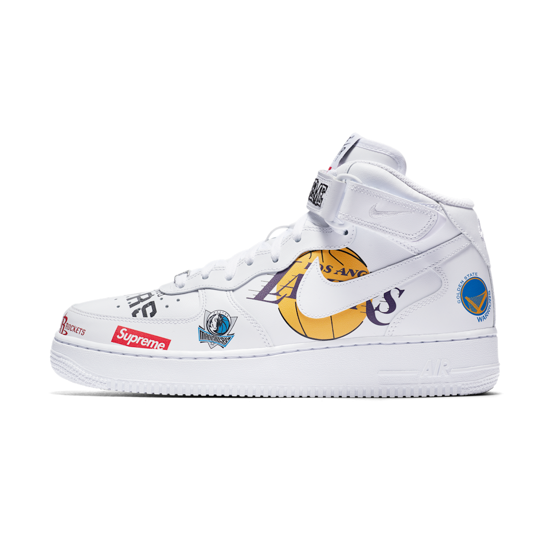 Overkicks - Nike Air Force 1 Mid Supreme NBA White (AQ8017-100) - vista lateral