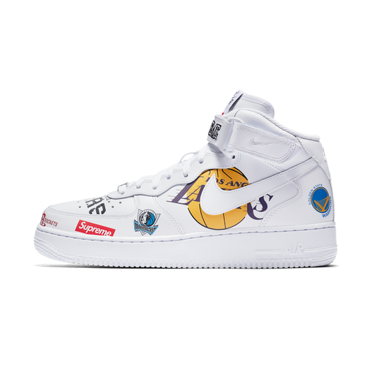 Overkicks - Nike Air Force 1 Mid Supreme NBA White (AQ8017-100) - vista lateral