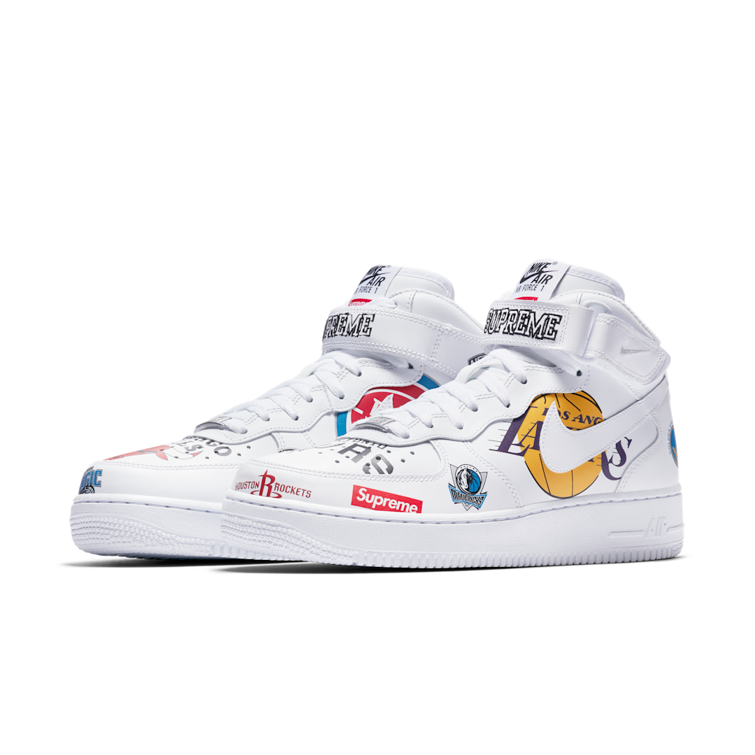 Overkicks - Nike Air Force 1 Mid Supreme NBA White (AQ8017-100) - vista trasera