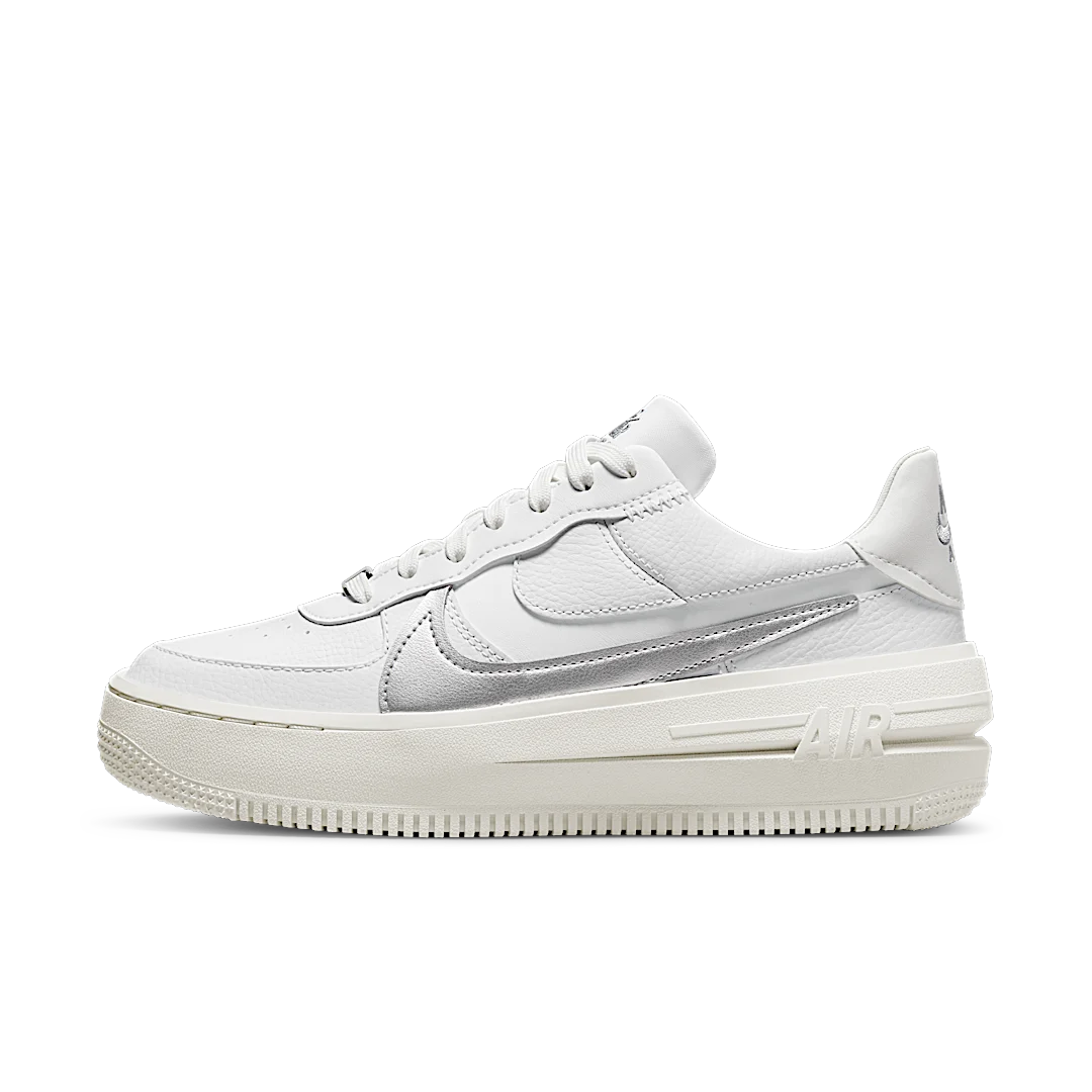 Overkicks - Nike Air Force 1 PLT.AF.ORM Summit White Metalic Silver (DJ9946-101) - vista lateral
