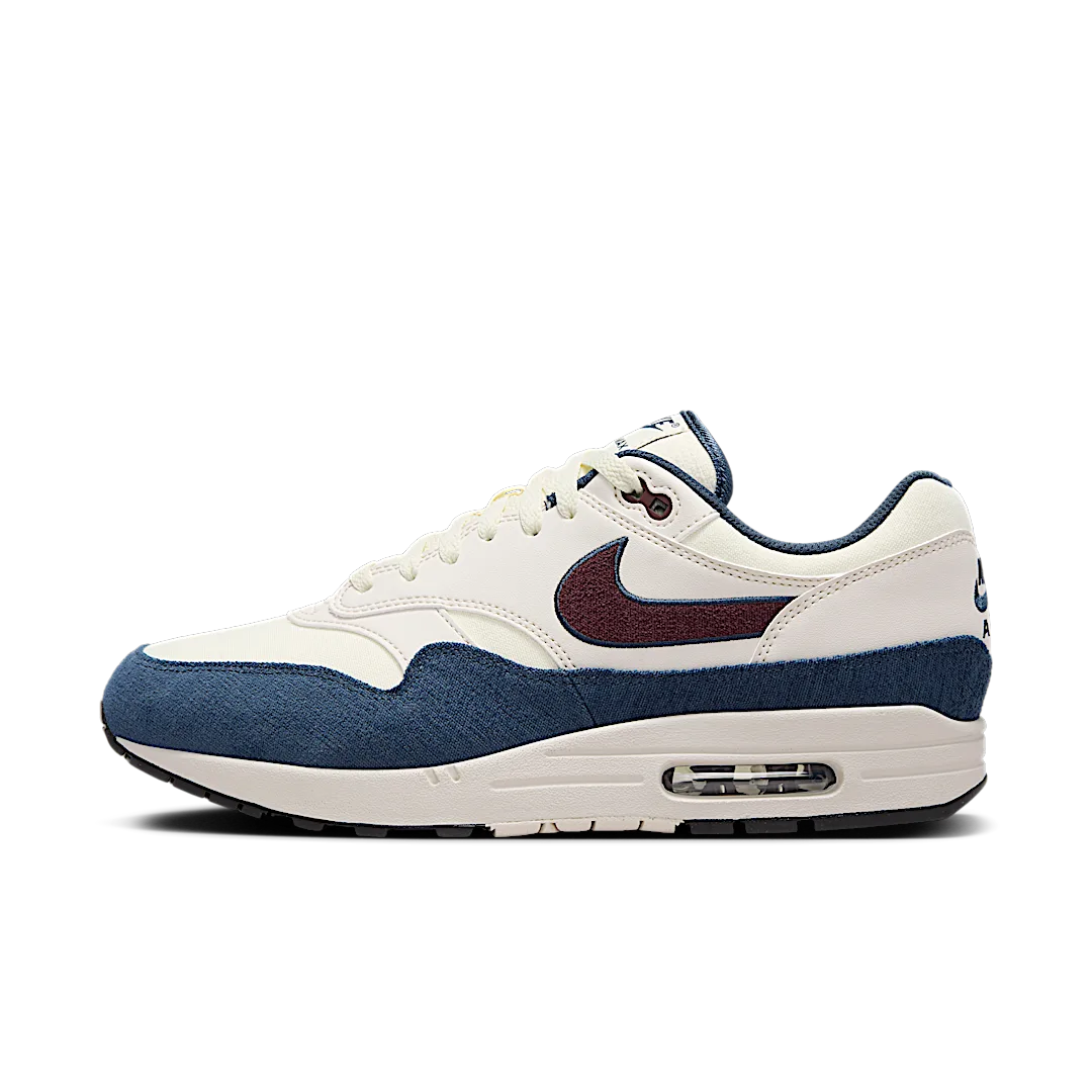 Overkicks - Nike Air Max 1 Coconut Milk Burgundy Crush Navy (FN6952-103) - vista lateral