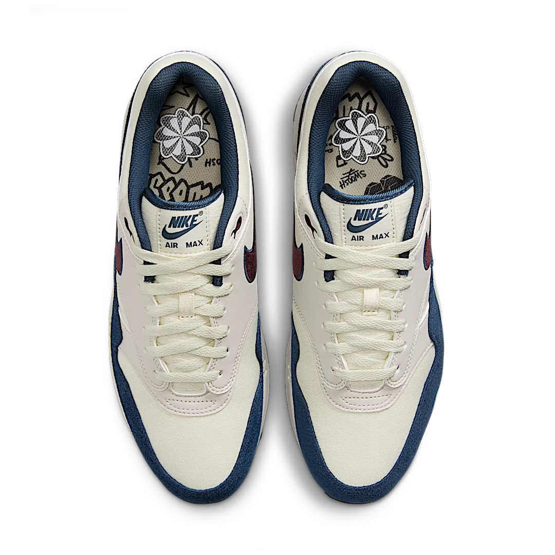 Overkicks - Nike Air Max 1 Coconut Milk Burgundy Crush Navy (FN6952-103) - par completo