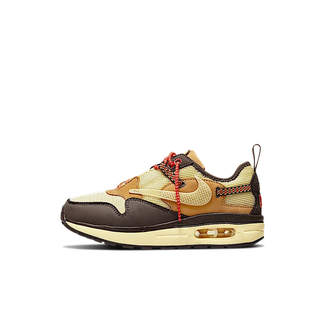 Overkicks - Nike Air Max 1 Travis Scott Cactus Jack Baroque Brown (PS) (DN4169-200) - vista lateral