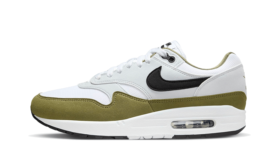 Overkicks - Nike Air Max 1 White Black Medium Olive (FD9082-102) - vista lateral