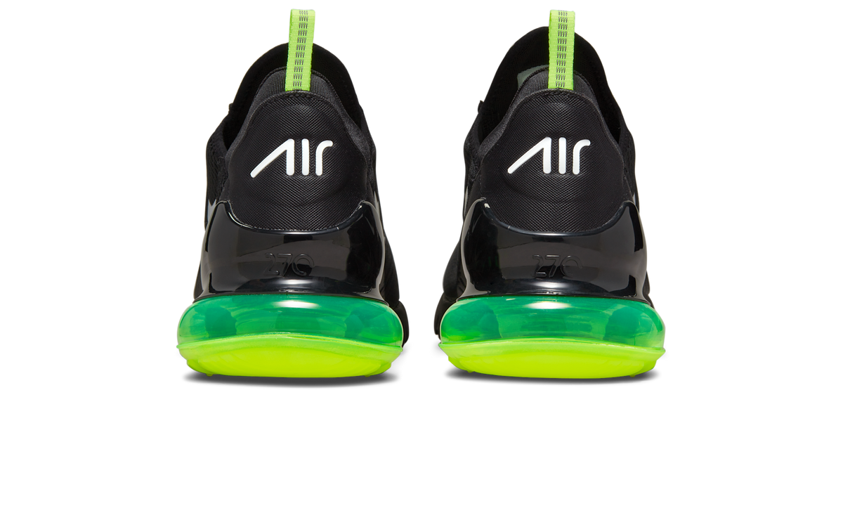 Overkicks - Nike Air Max 270 Black Neon (DO6392-001) - detalle talón