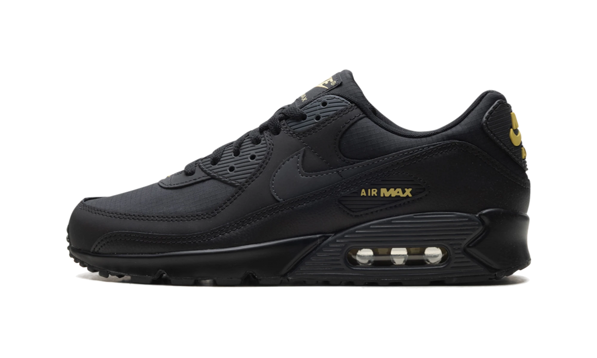 Overkicks - Nike Air Max 90 Black Buff Gold (IB7680-001) - vista lateral