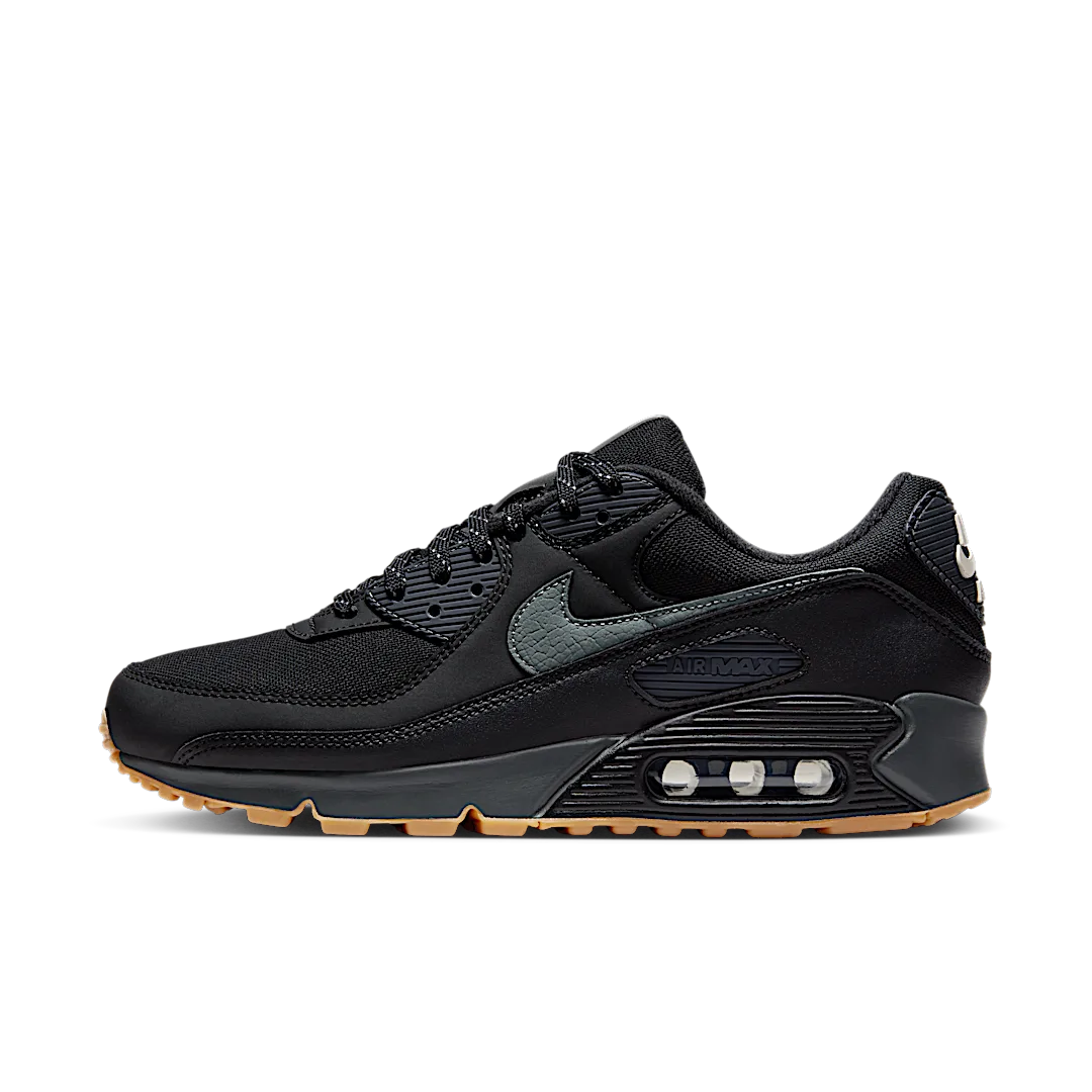 Overkicks - Nike Air Max 90 Black Smoke Grey Gum Reflective (FV0387-001) - vista lateral