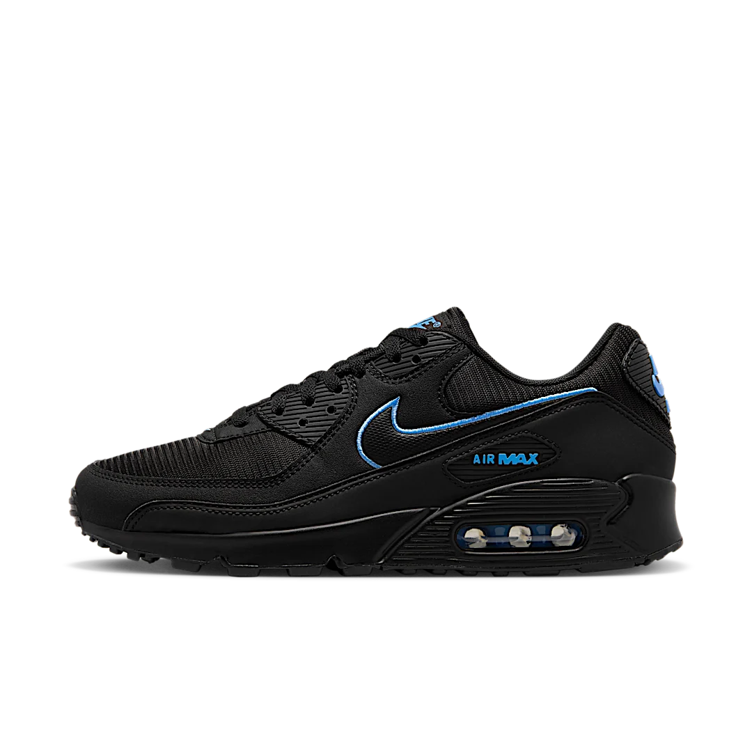 Overkicks - Nike Air Max 90 Black University Blue (FJ4218-001) - vista lateral