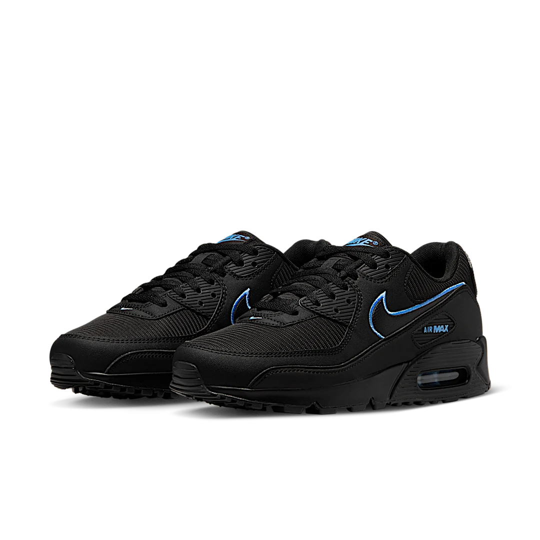 Overkicks - Nike Air Max 90 Black University Blue (FJ4218-001) - vista trasera