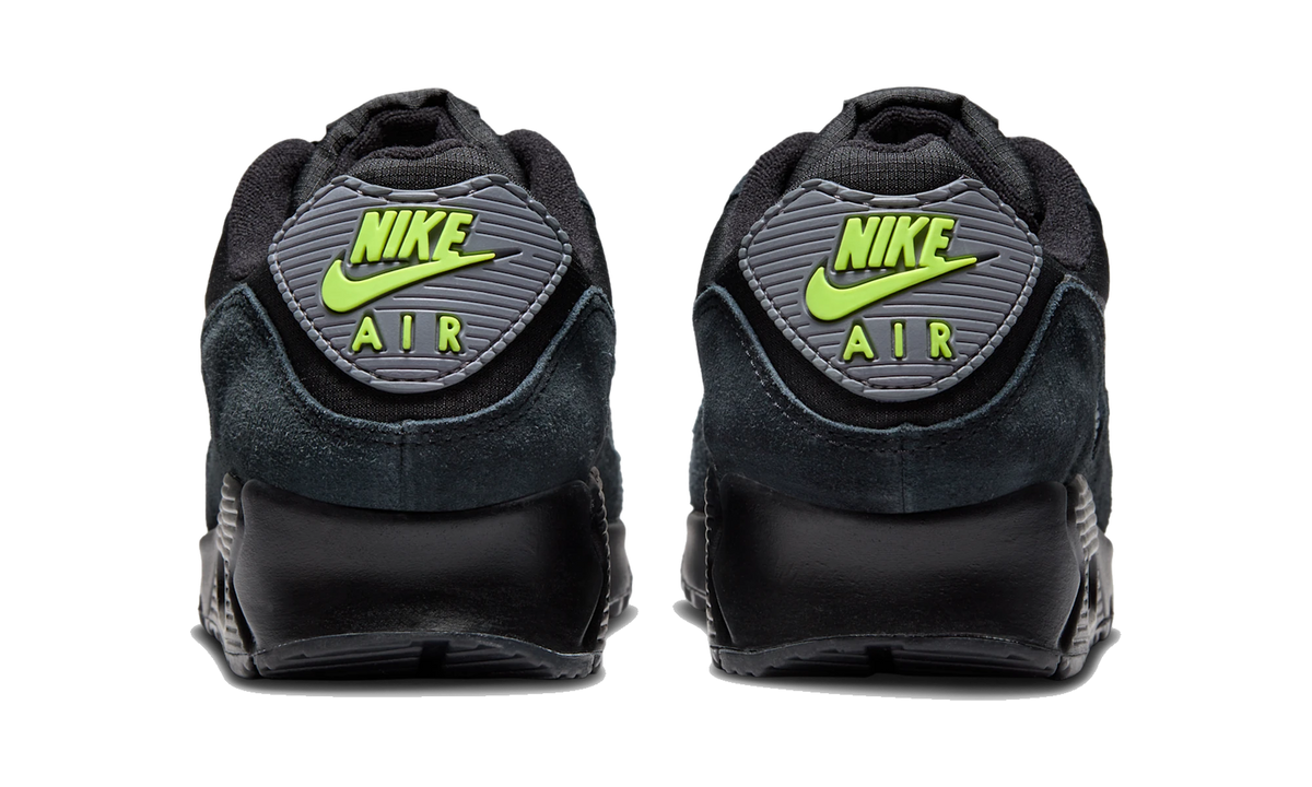 Overkicks - Nike Air Max 90 Black Volt Cool Grey (FQ2377-001) - detalle talón