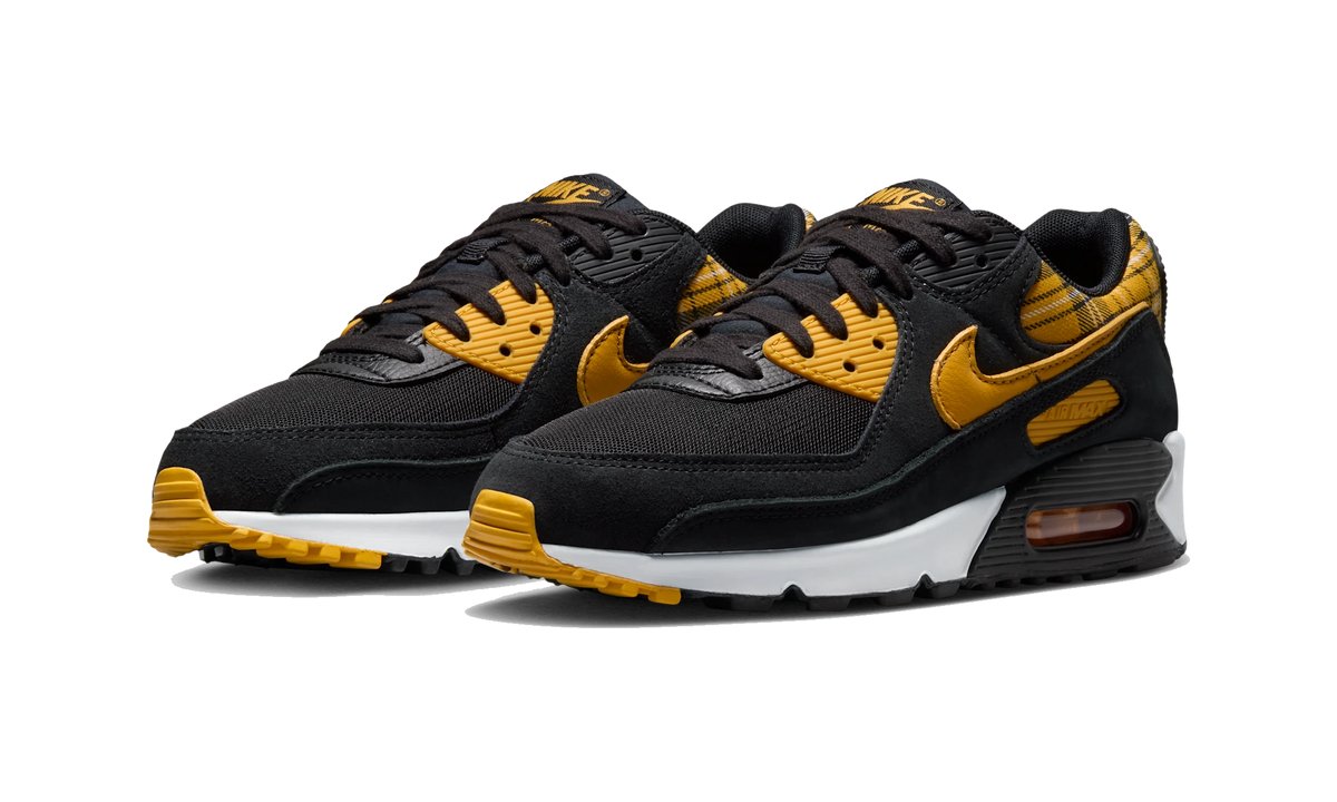 Overkicks - Nike Air Max 90 Black Yellow Ochre Plaid (IR5598-001) - vista trasera