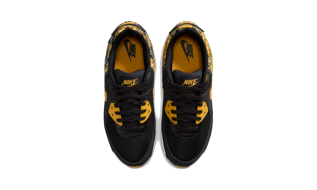 Overkicks - Nike Air Max 90 Black Yellow Ochre Plaid (IR5598-001) - vista superior