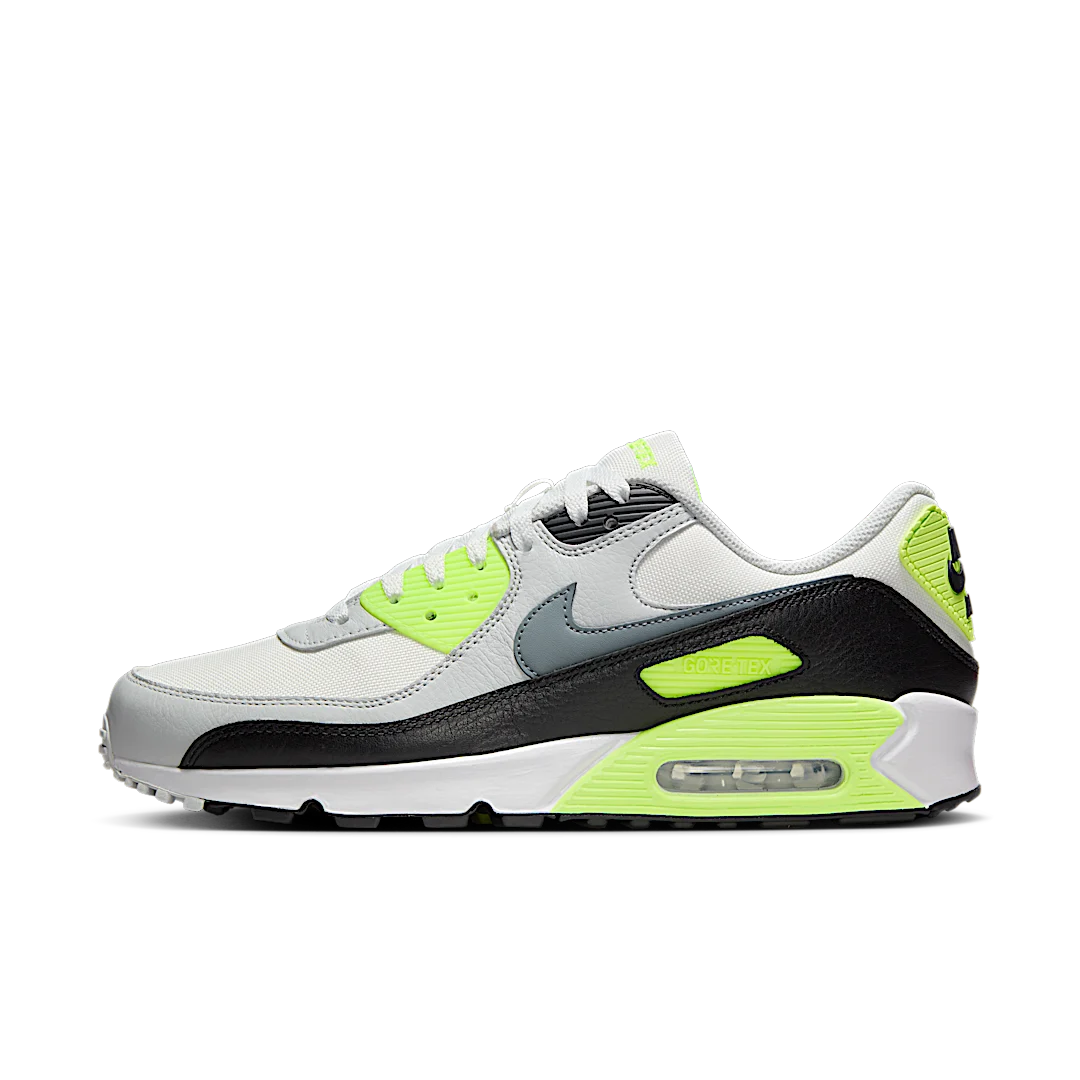 Overkicks - Nike Air Max 90 Gore-Tex Summit White Volt Black Cool Grey (FD5810-102) - vista lateral