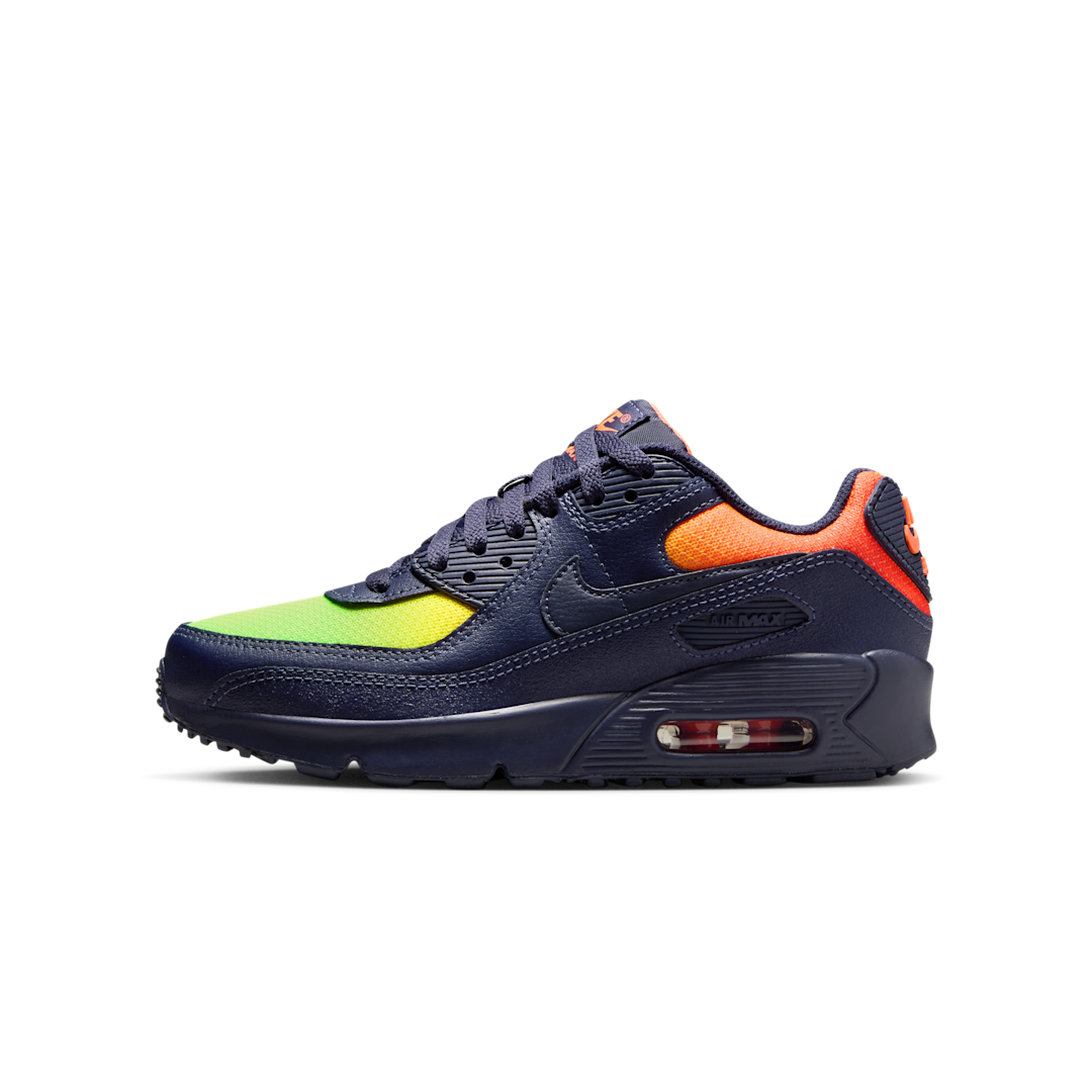 Overkicks - Nike Air Max 90 LTR Lemon Venom Blackened Blue (GS) (CD6864-701) - vista lateral