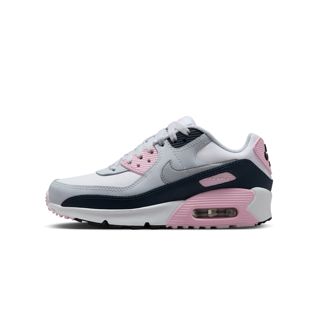 Overkicks - Nike Air Max 90 LTR White Pink Foam Armory Navy Wolf Grey (CD6864-134) - vista lateral