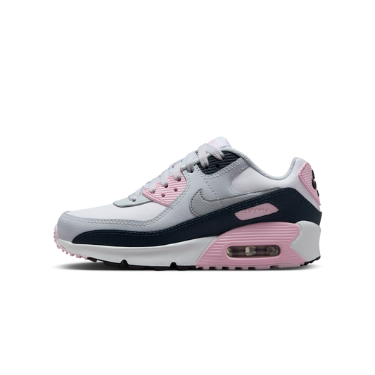 Overkicks - Nike Air Max 90 LTR White Pink Foam Armory Navy Wolf Grey (CD6864-134) - vista lateral