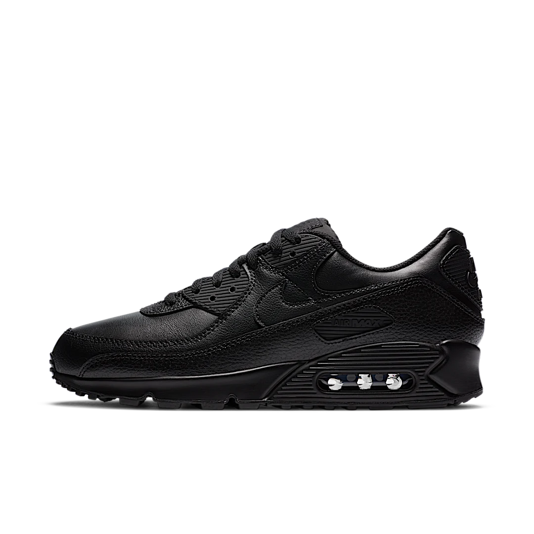 Overkicks - Nike Air Max 90 Leather Triple Black (CZ5594-001) - vista lateral