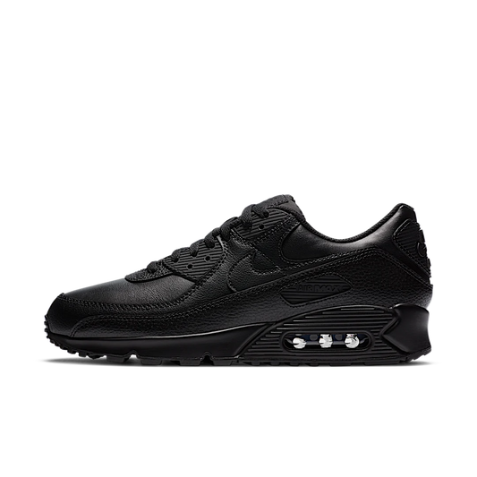 Overkicks - Nike Air Max 90 Leather Triple Black (CZ5594-001) - vista lateral