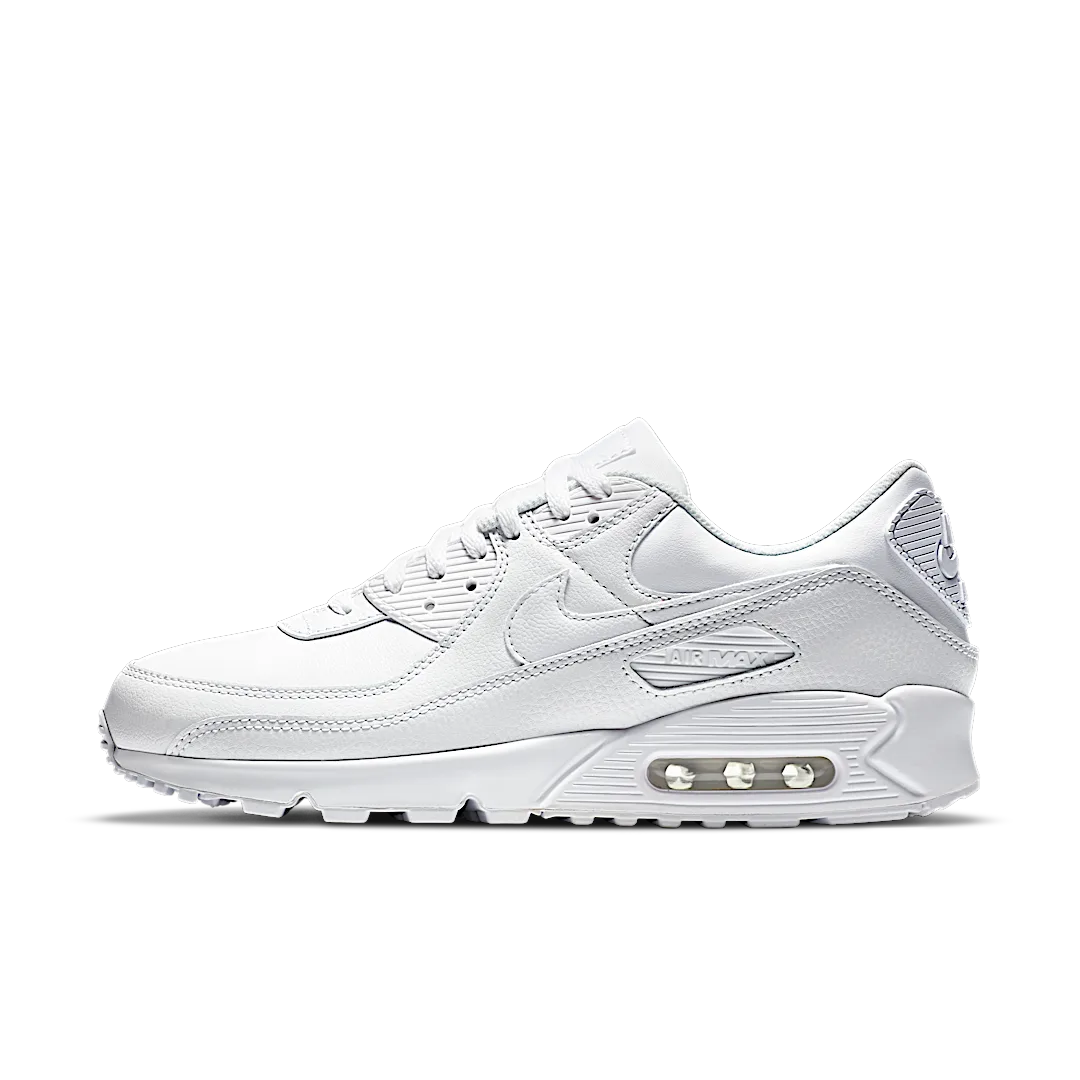 Overkicks - Nike Air Max 90 Leather Triple White (CZ5594-100) - vista lateral
