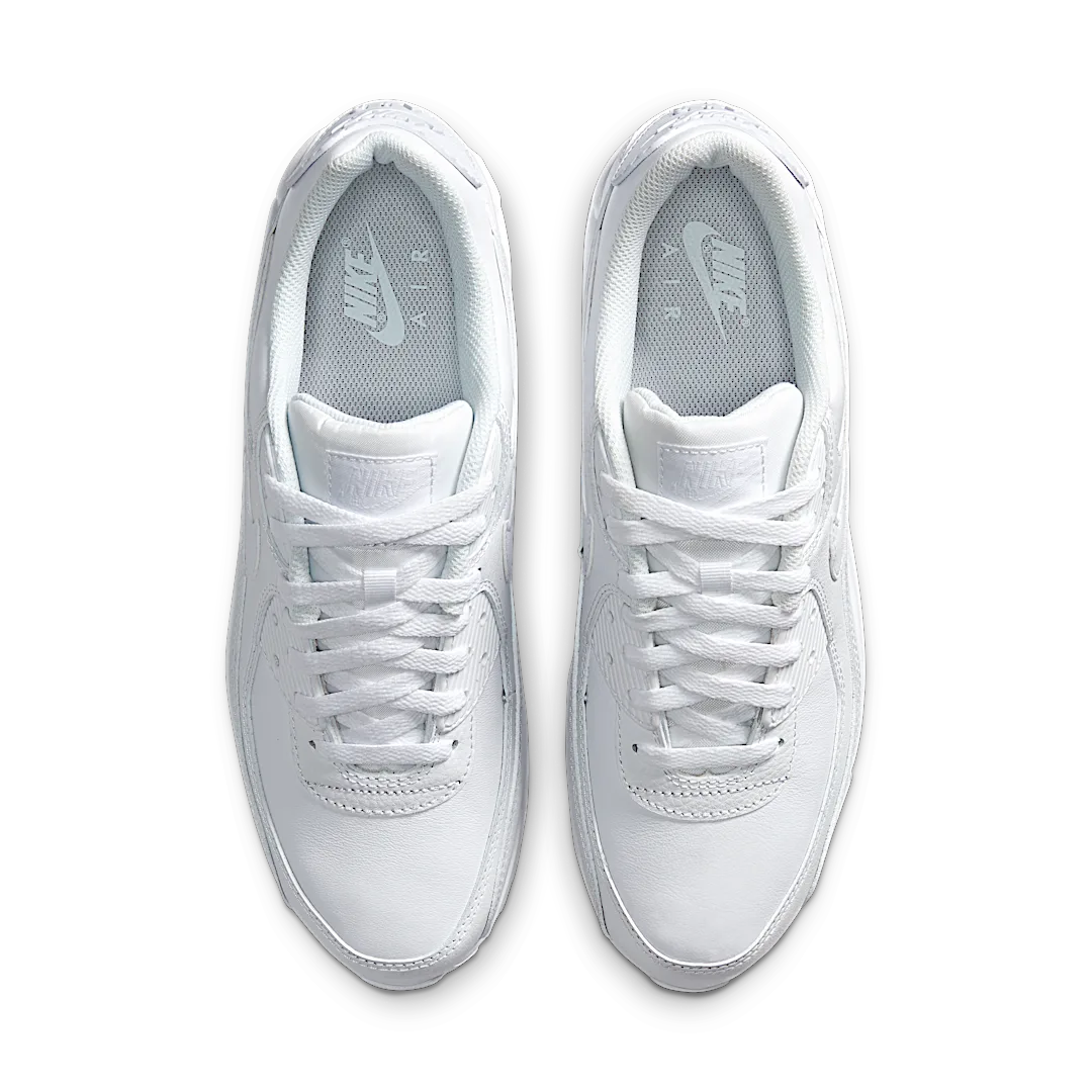 Overkicks - Nike Air Max 90 Leather Triple White (CZ5594-100) - vista trasera