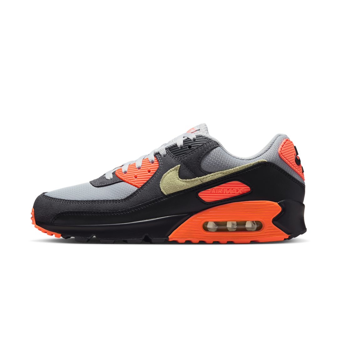 Overkicks - Nike Air Max 90 Light Smoke Grey Hyper Crimson Limelight (DM0029-018) - vista lateral