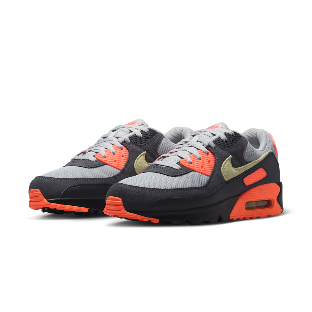 Overkicks - Nike Air Max 90 Light Smoke Grey Hyper Crimson Limelight (DM0029-018) - vista trasera