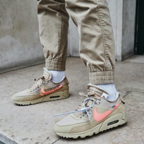 Overkicks - Nike Air Max 90 Off-White Desert Ore (AA7293-200) - detalle upper