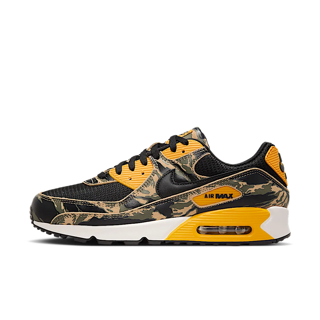 Overkicks - Nike Air Max 90 Premium Black University Gold Camo (IF1721-001) - vista lateral