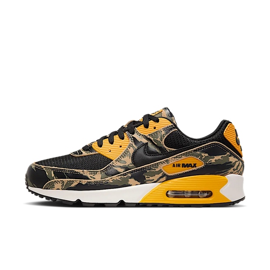 Overkicks - Nike Air Max 90 Premium Black University Gold Camo (IF1721-001) - vista lateral