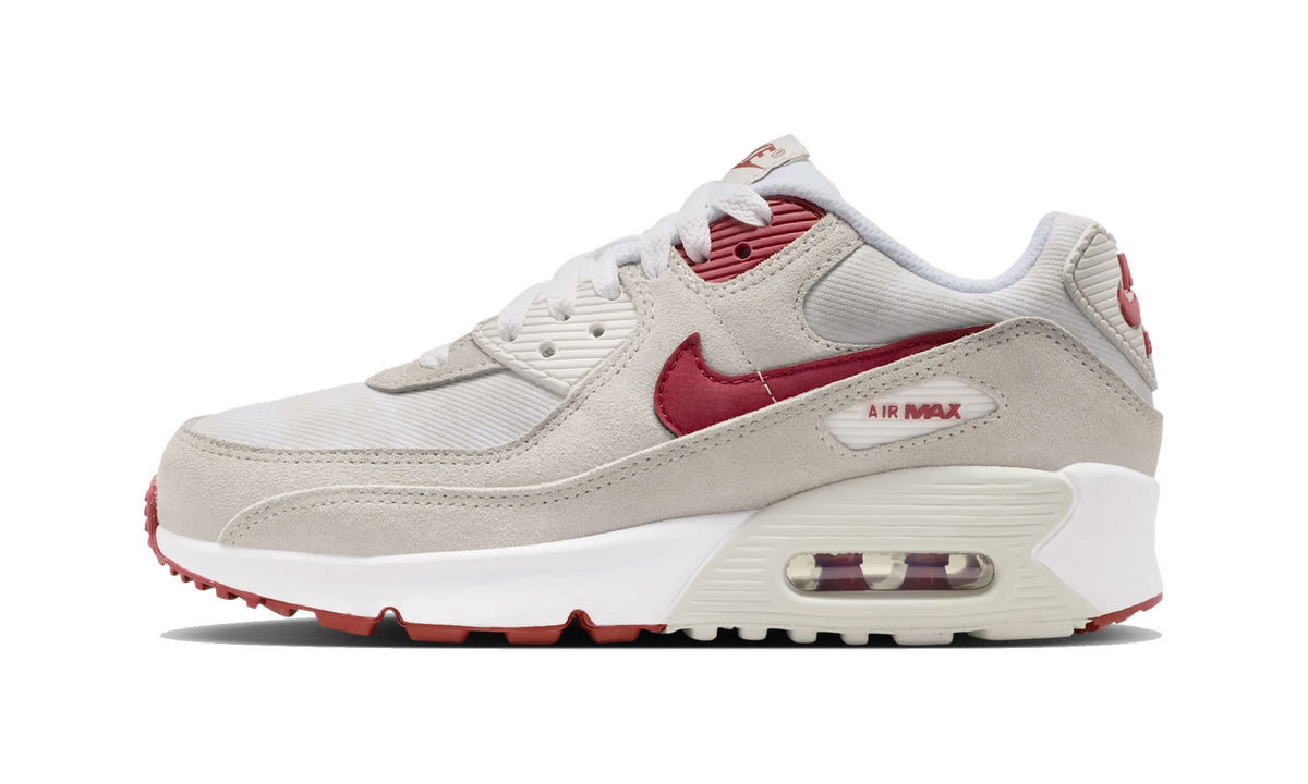 Overkicks - Nike Air Max 90 SE White Light Bone Crimson (II0742-100) - vista lateral
