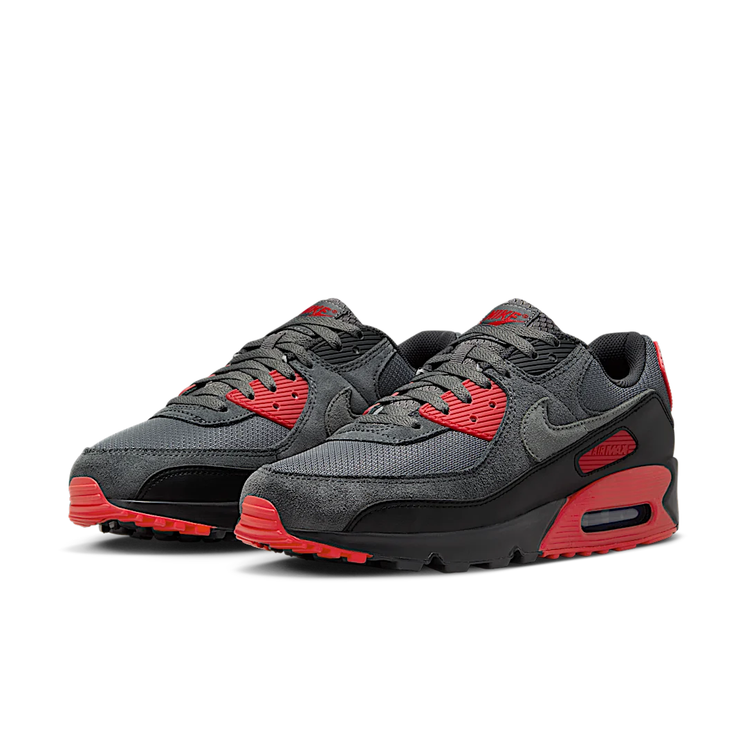 Overkicks - Nike Air Max 90 Smoke Grey Fire Red (DM0029-007) - vista trasera