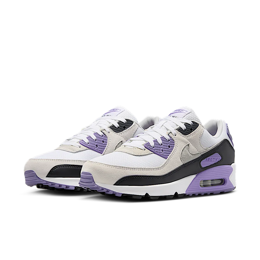 Overkicks - Nike Air Max 90 White Dusty Amethyst Photon Dust Light Smoke Grey (DM0029-114) - vista trasera