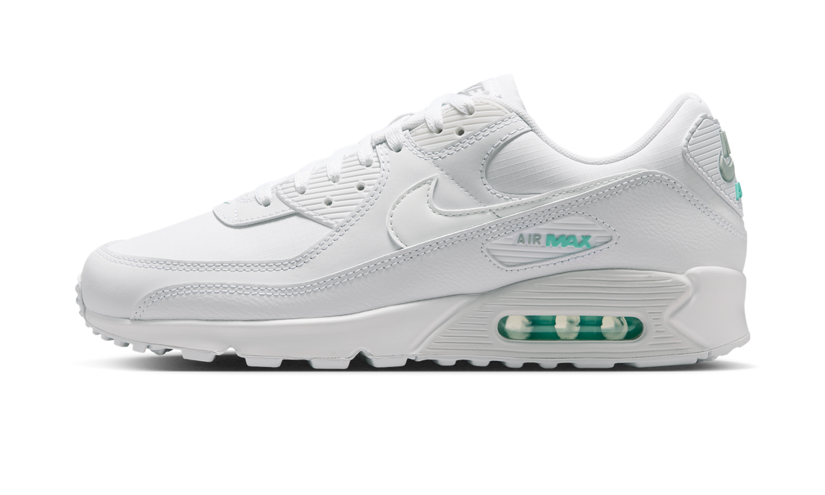 Overkicks - Nike Air Max 90 White Hyper Turquoise (IB7680-101) - vista lateral