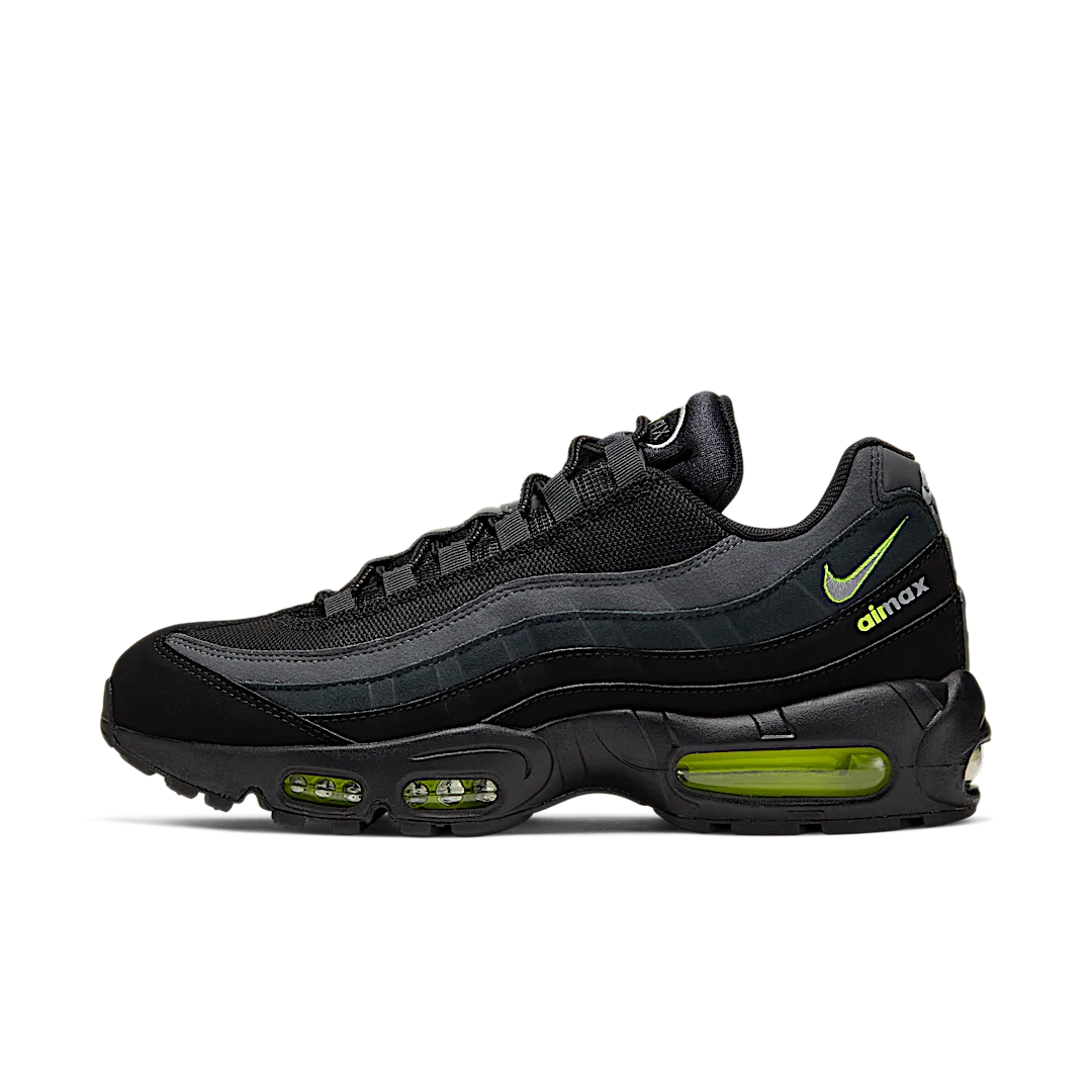 Overkicks - Nike Air Max 95 Retro Logo Black Grey Volt (CV1635-002) - vista lateral