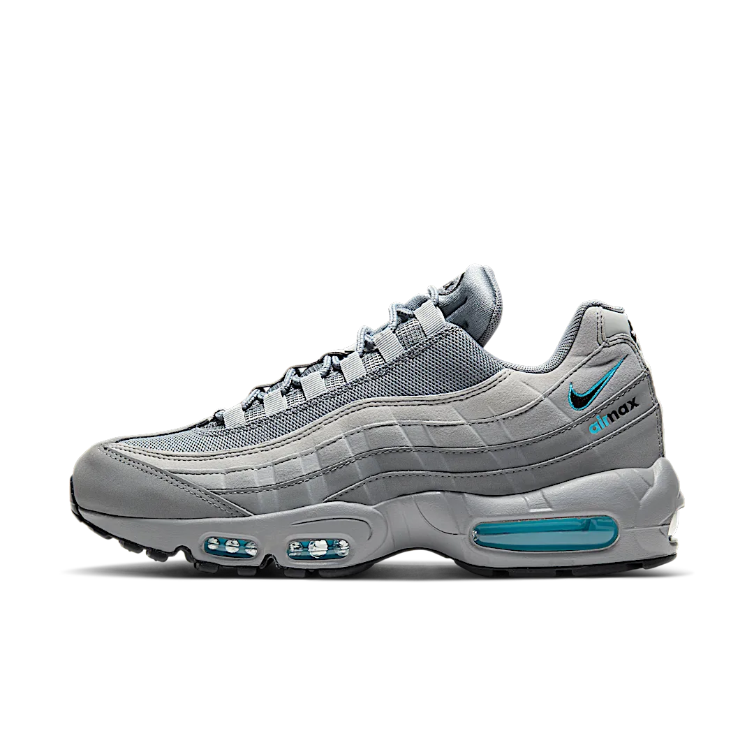 Overkicks - Nike Air Max 95 Retro Logo Grey Aqua (CV1635-001) - vista lateral