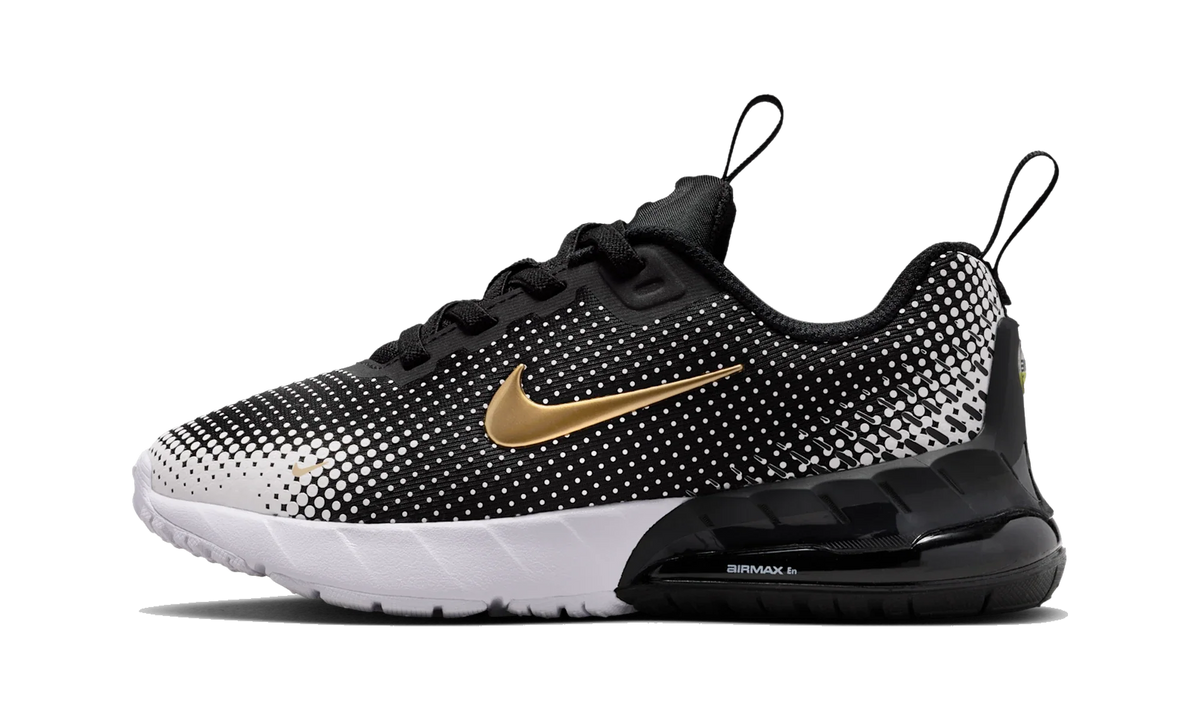 Overkicks - Nike Air Max Phoenix Black White Metallic Gold (PS) (HF7053-007) - vista lateral