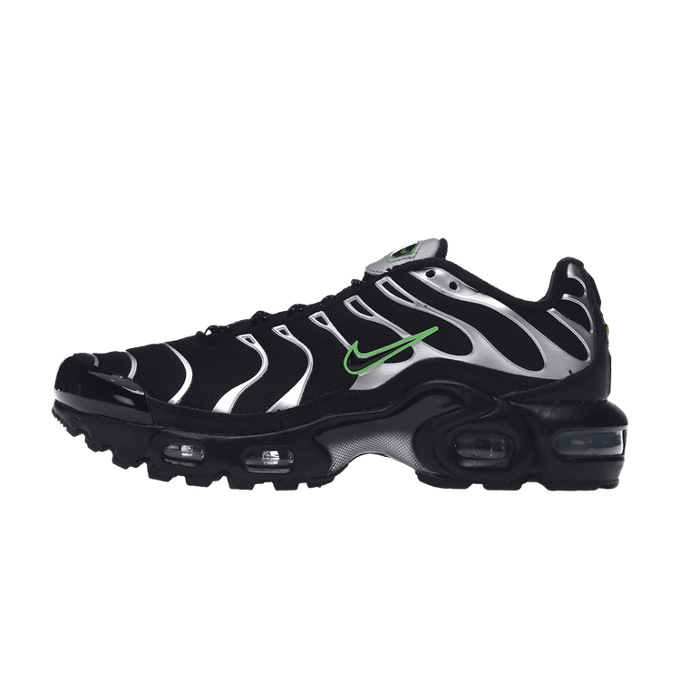 Overkicks - Nike Air Max Plus Black Green Strike Metallic Silver (GS) (DR8002-001) - vista lateral