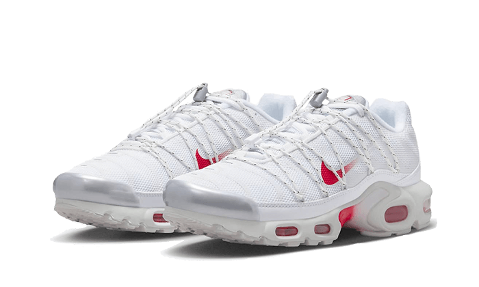 Overkicks - Nike Air Max Plus Lace Utility White University Red (Womens) (FN3488-100) - vista trasera