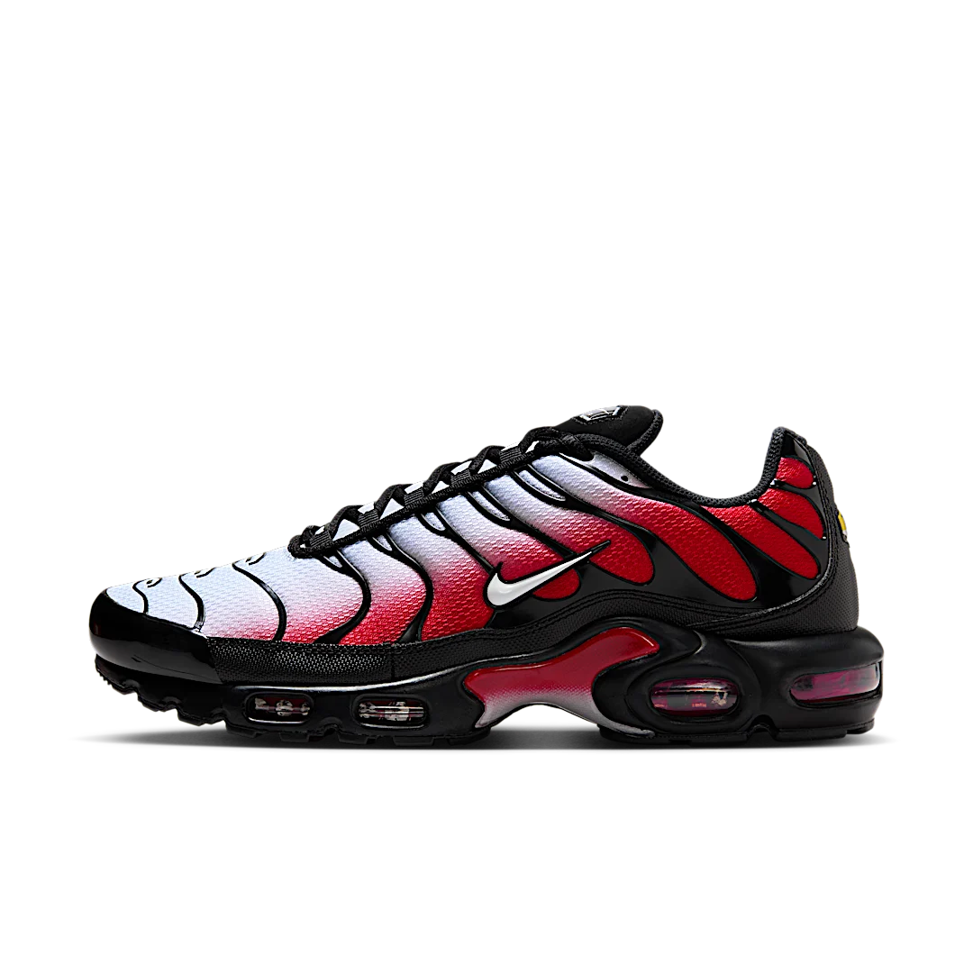 Overkicks - Nike Air Max Plus Pure Platinum University Red Black White (DM0032-017) - vista lateral